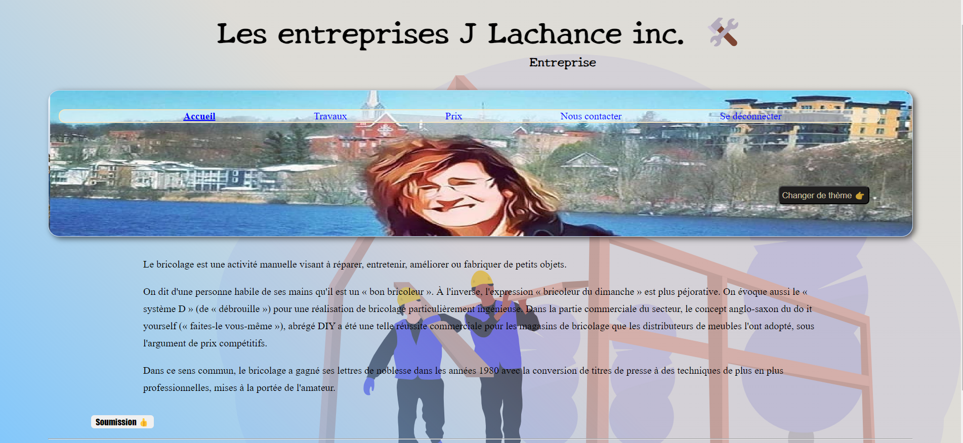 Page d'acceuil du site de Jammie Lachance